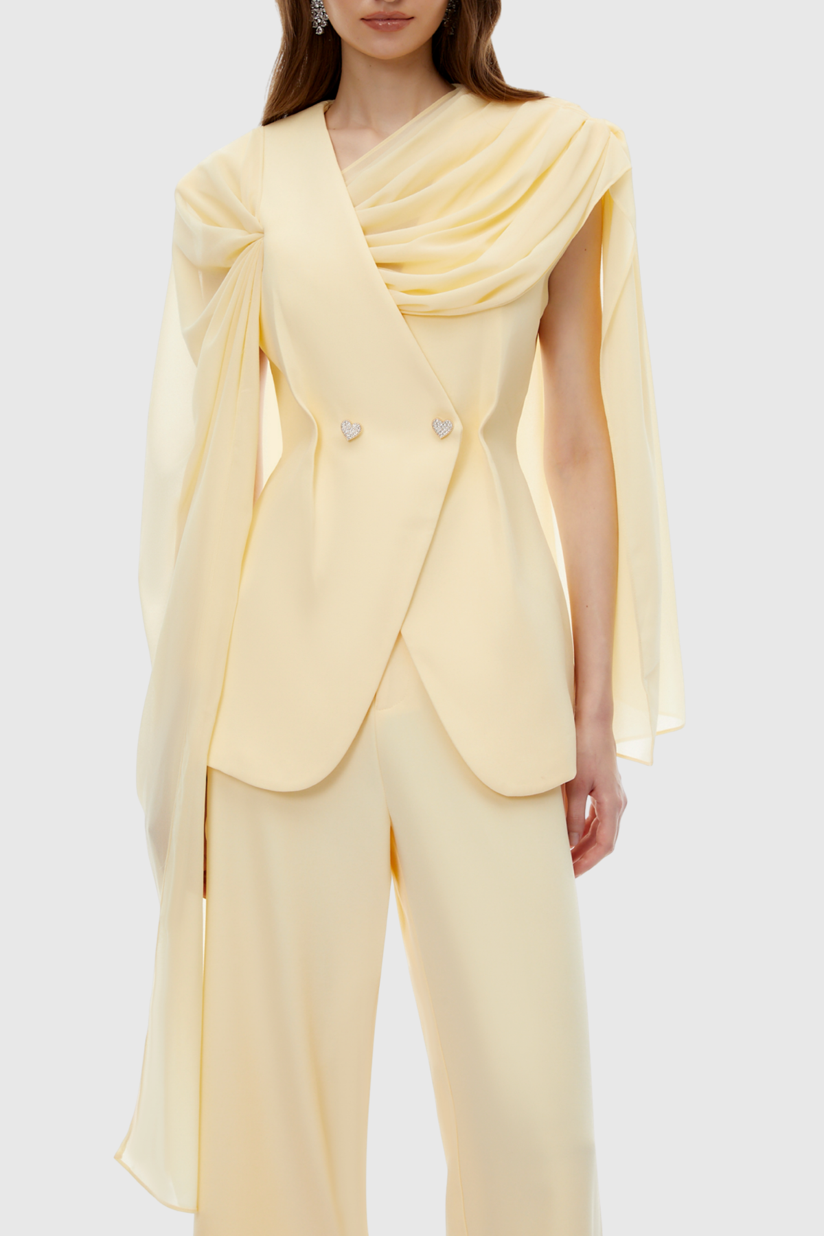Rimone Asymmetric Draped Blazer & Pants Set