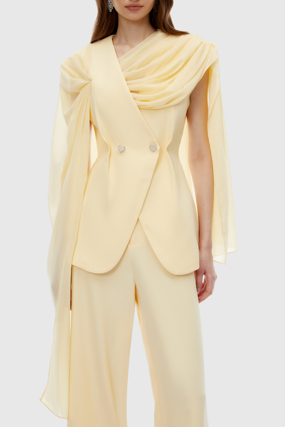 Rimone Asymmetric Draped Blazer & Pants Set