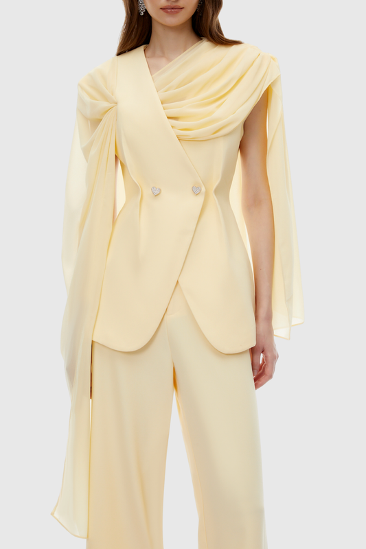 Rimone Asymmetric Draped Blazer & Pants Set