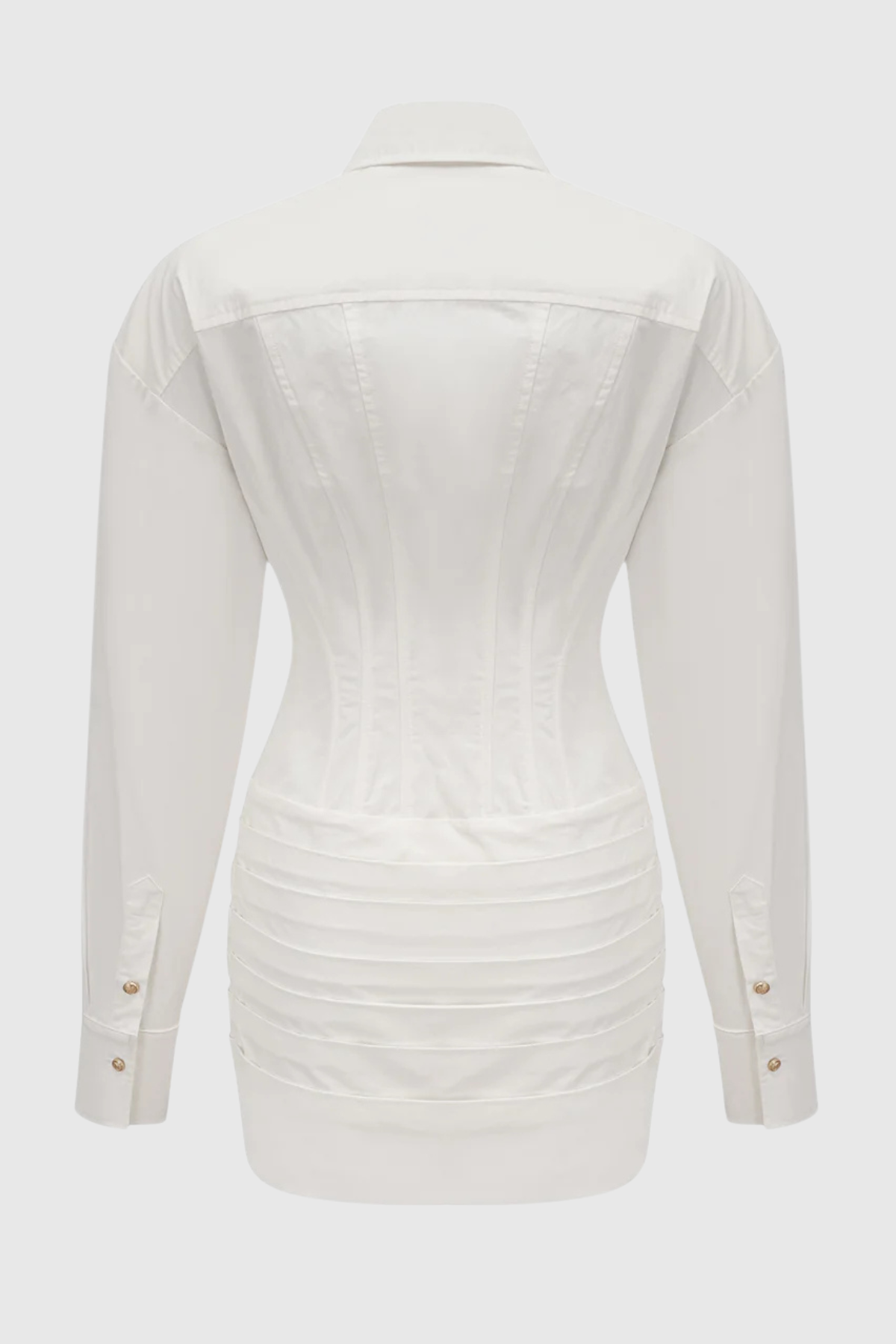 Rivaza Cinched-Waist Pleated Mini Shirt Dress