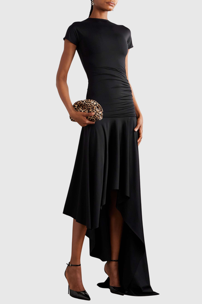 Riviera Asymmetric Maxi Dress - Black