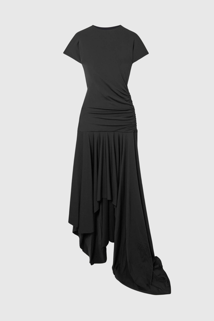 Riviera Asymmetric Maxi Dress - Black