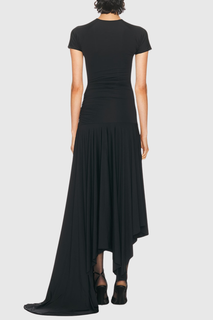 Riviera Asymmetric Maxi Dress - Black