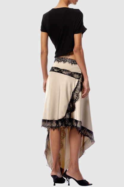 Roano Twisted Tee Cutout Lace Maxi Dress - Beige