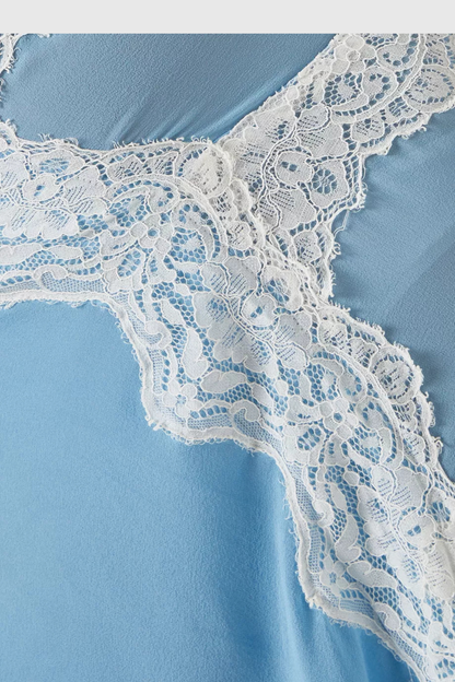 Roano Twisted Tee Cutout Lace Maxi Dress - Blue