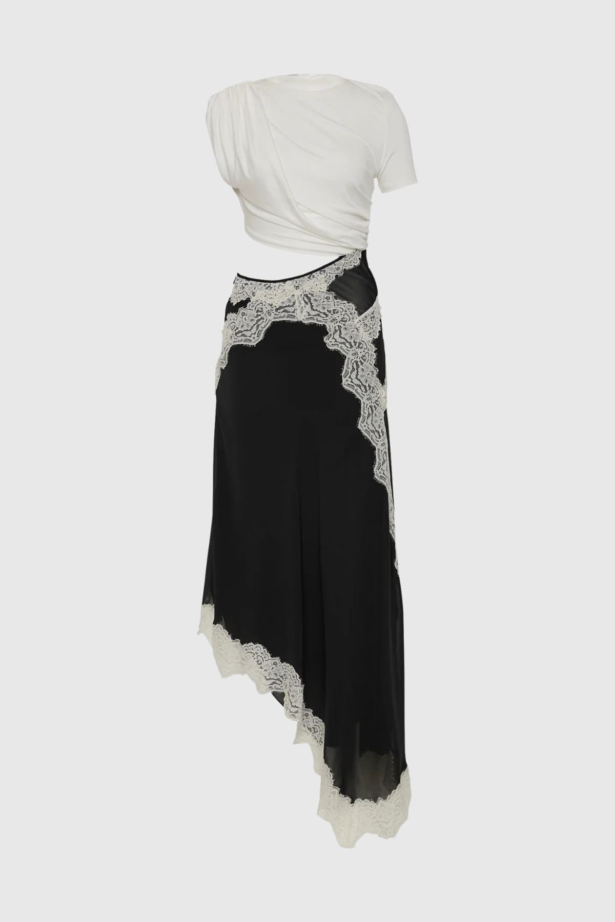 Roano Twisted Tee Cutout Lace Maxi Dress - White