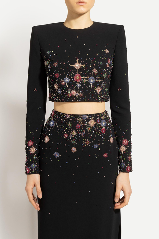 Roanya Star Crystal Embellished Top & Skirt Set