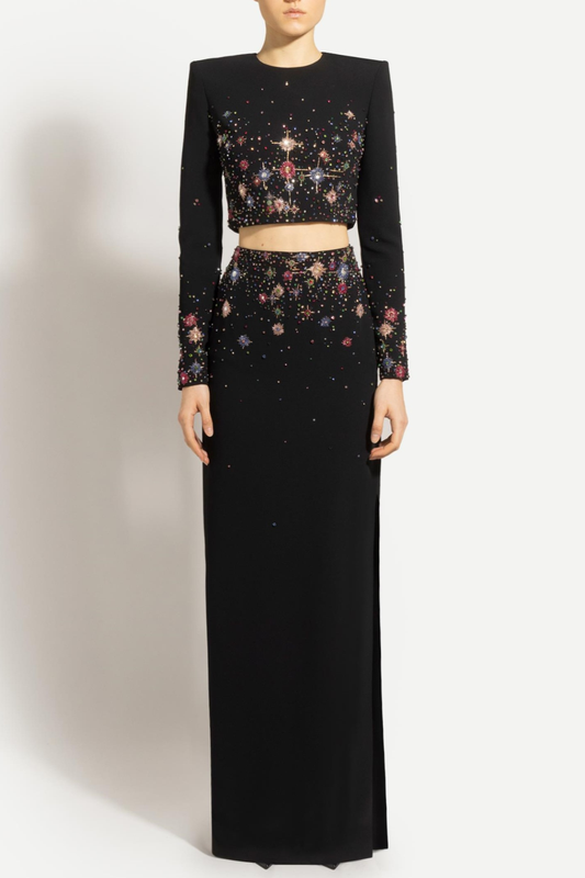 Roanya Star Crystal Embellished Top & Skirt Set