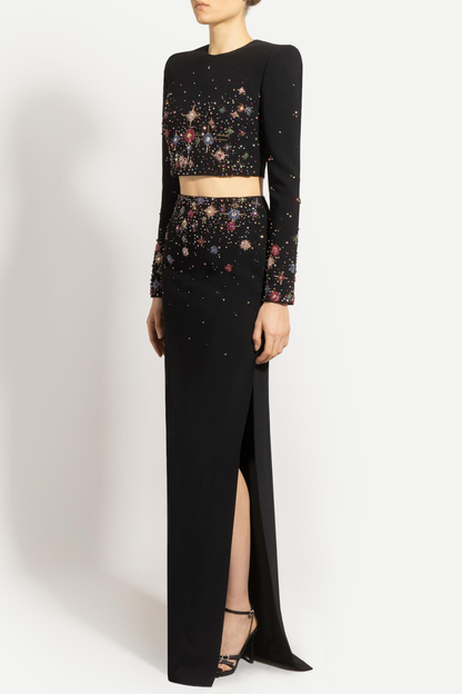 Roanya Star Crystal Embellished Top & Skirt Set