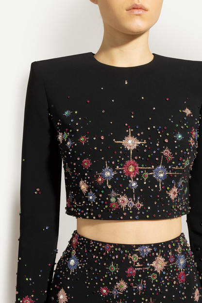 Roanya Star Crystal Embellished Top & Skirt Set
