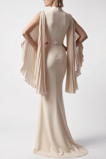 Rocio Crystal Pleated Sleeve Maxi Dress