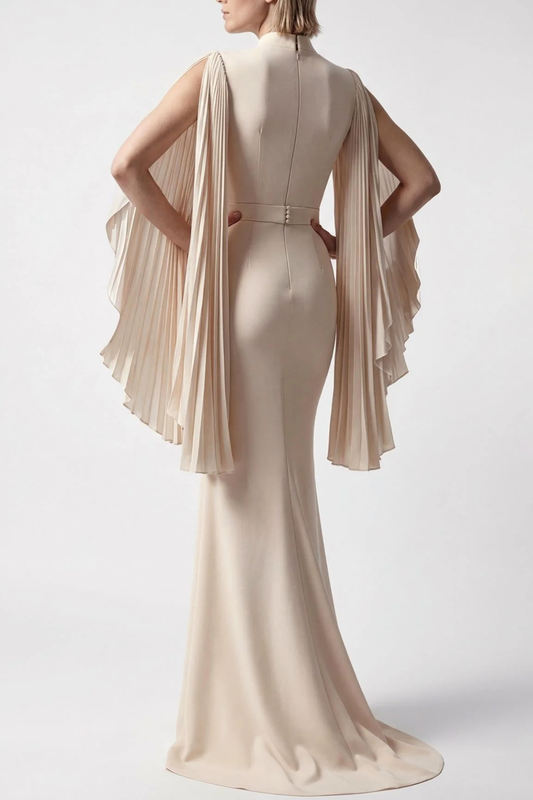 Rocio Crystal Pleated Sleeve Maxi Dress