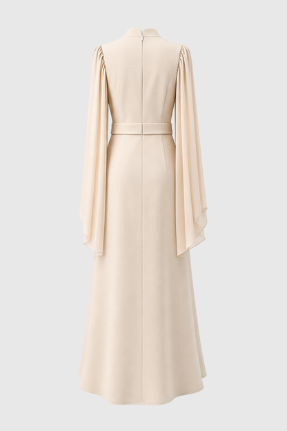 Rocio Crystal Pleated Sleeve Maxi Dress