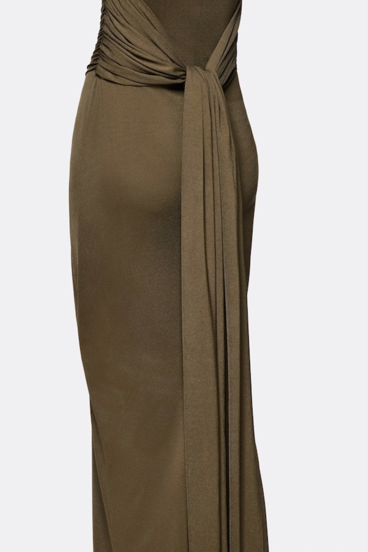 Rohar Twisted Ruched Maxi Dress - Brown