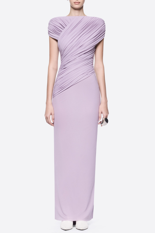 Rohar Twisted Ruched Maxi Dress - Purple