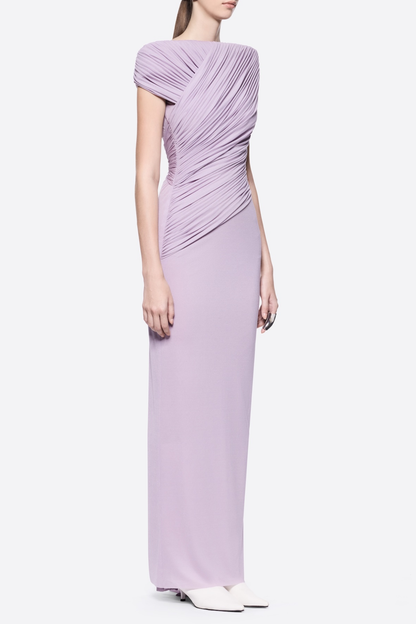 Rohar Twisted Ruched Maxi Dress - Purple