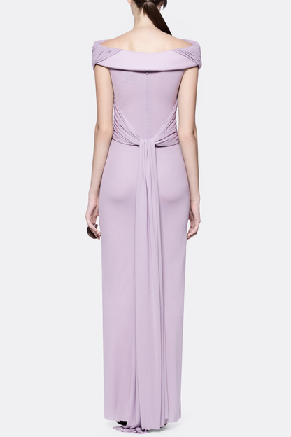 Rohar Twisted Ruched Maxi Dress - Purple