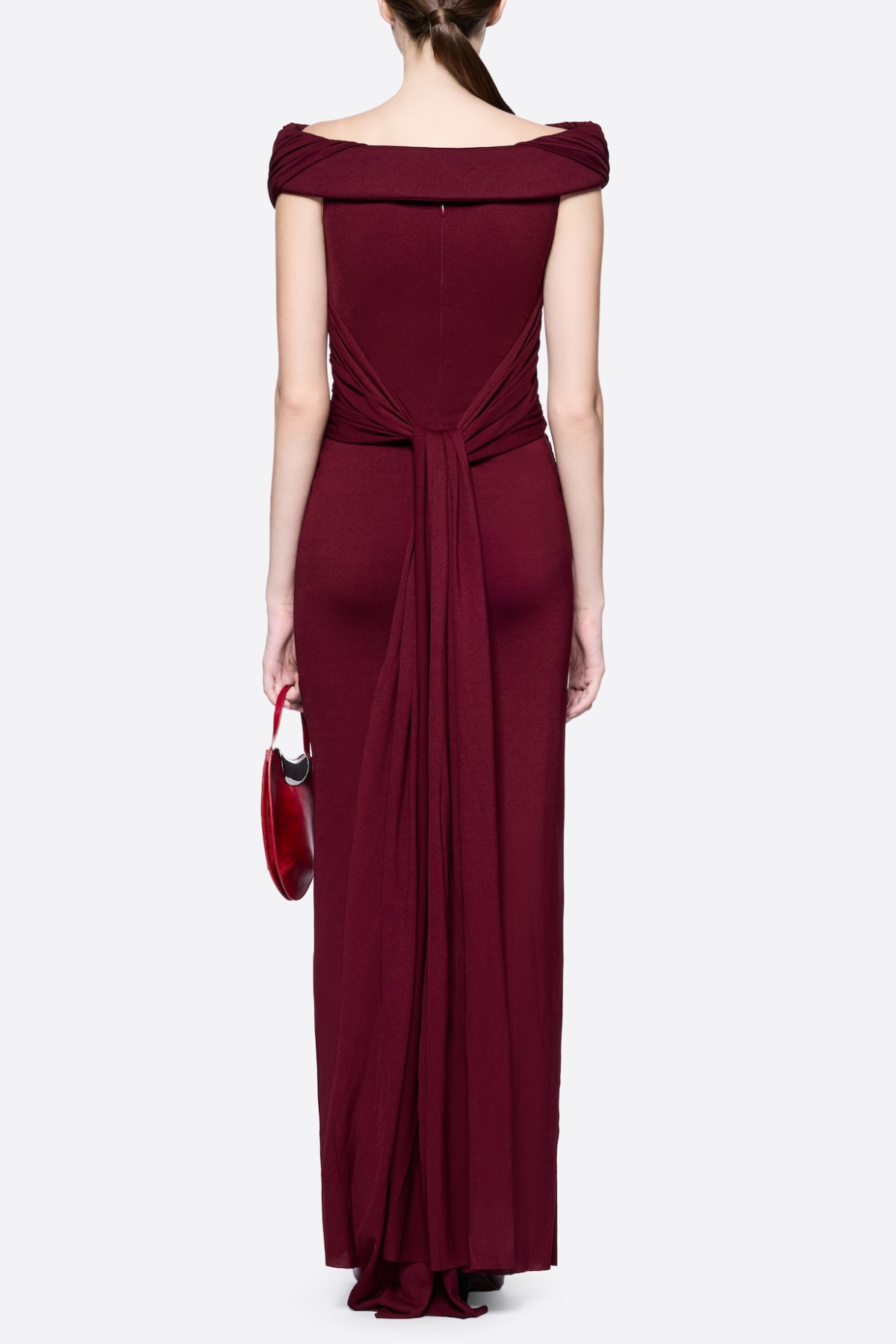 Rohar Twisted Ruched Maxi Dress - Wine