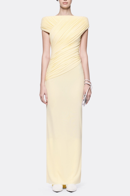 Rohar Twisted Ruched Maxi Dress - Yellow