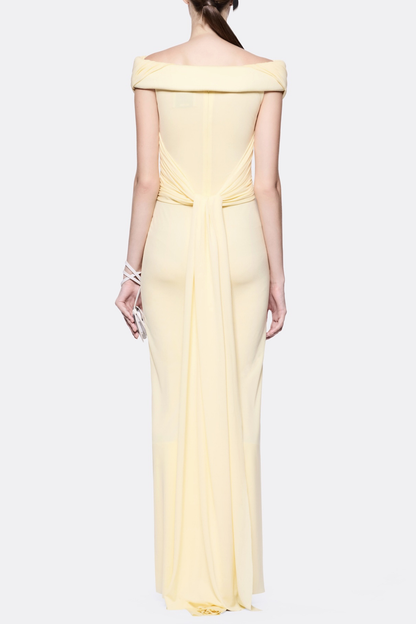 Rohar Twisted Ruched Maxi Dress - Yellow