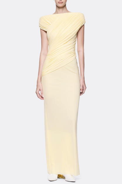 Rohar Twisted Ruched Maxi Dress - Yellow