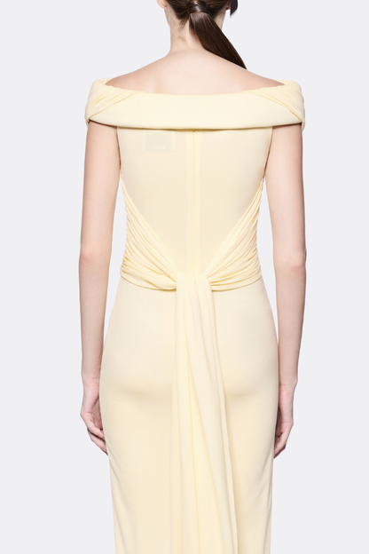 Rohar Twisted Ruched Maxi Dress - Yellow