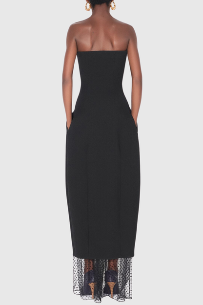 Rollo Strapless Polka Dot Mesh Maxi Dress