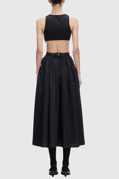 Romanio Cutout Belted Midi Dress - Black