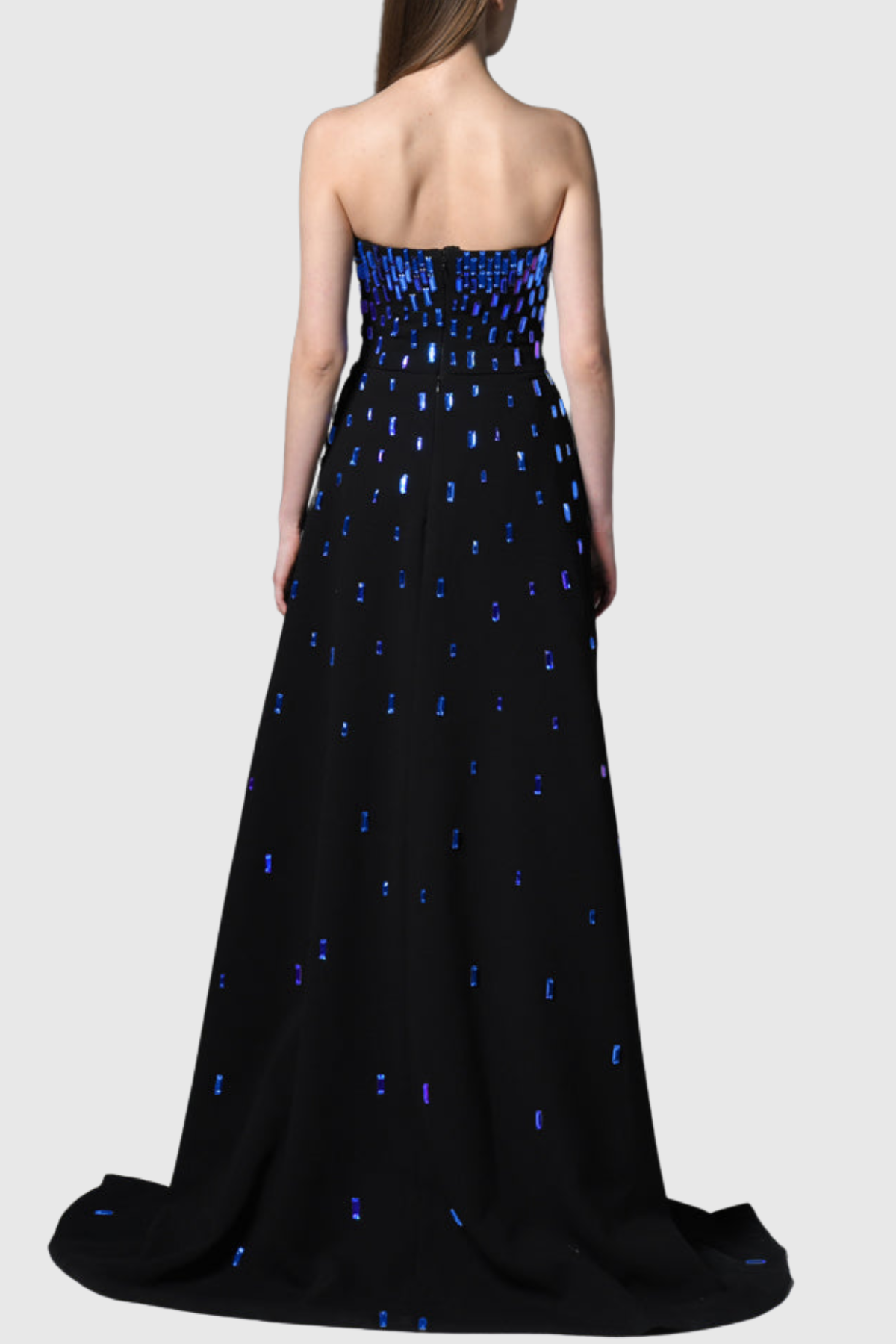 Ronan Strapless Blue Crystal Embellished Maxi Dress