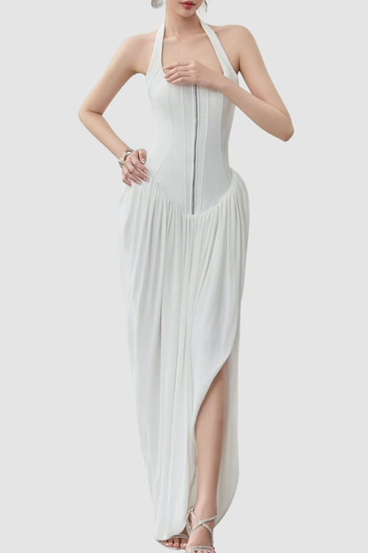 Rosaba Halter Ruched Maxi Dress