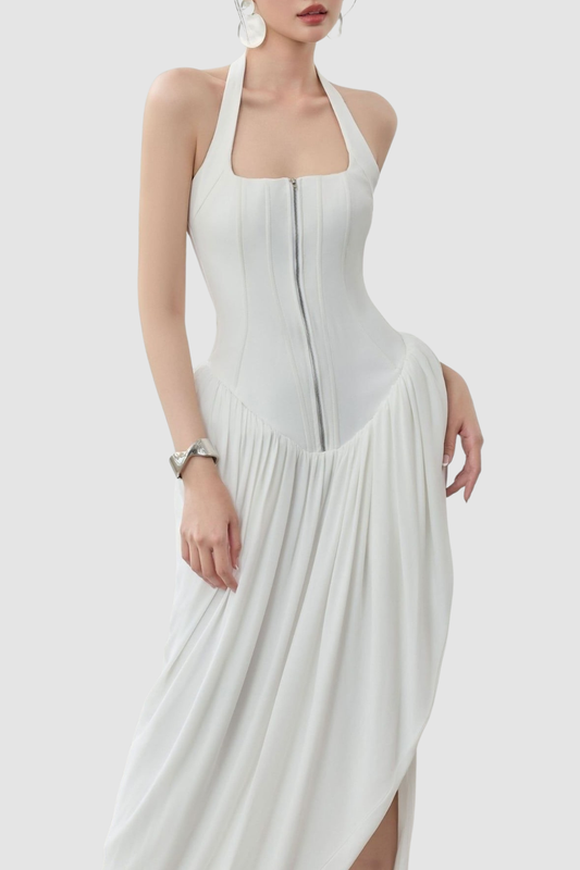 Rosaba Halter Ruched Maxi Dress