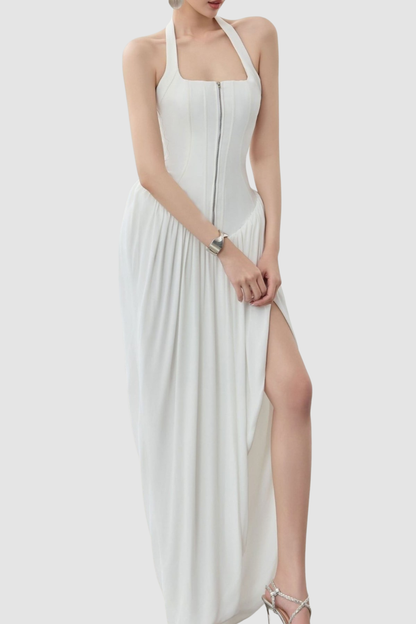 Rosaba Halter Ruched Maxi Dress