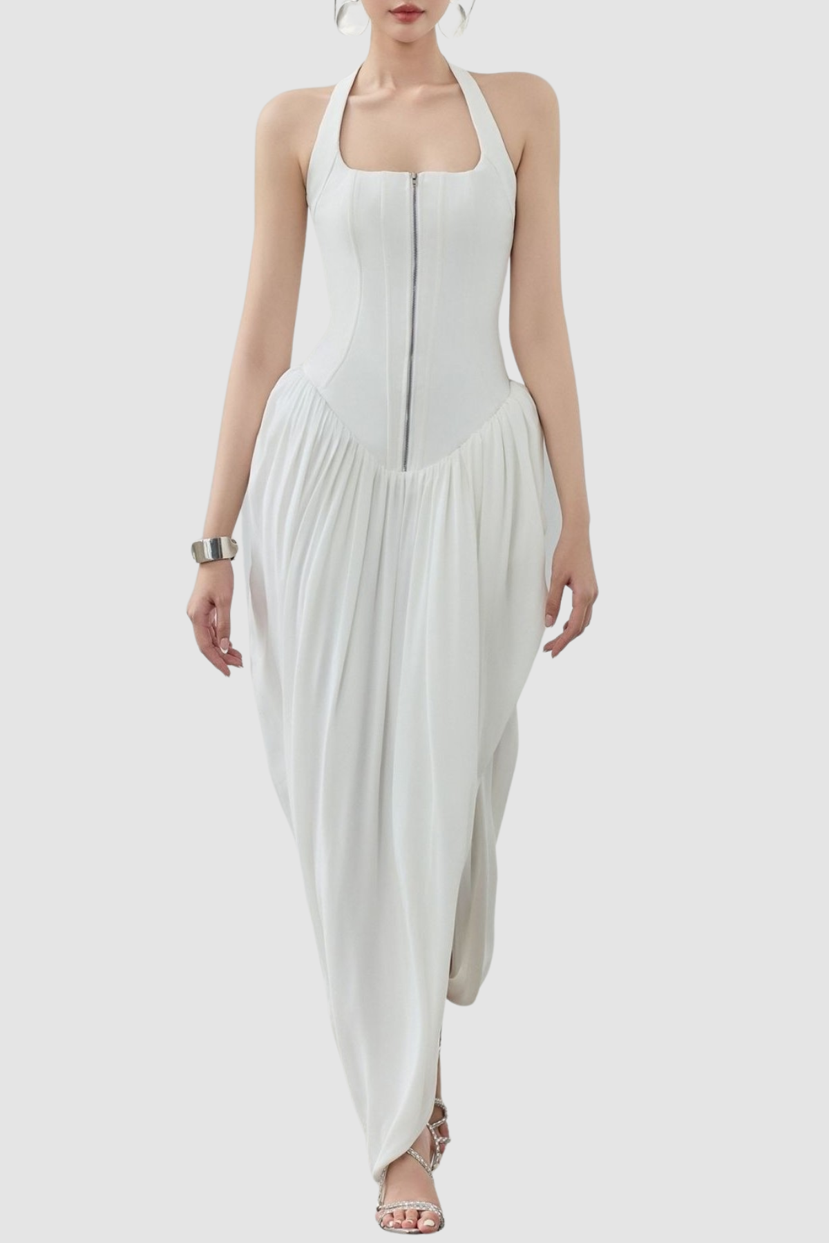 Rosaba Halter Ruched Maxi Dress