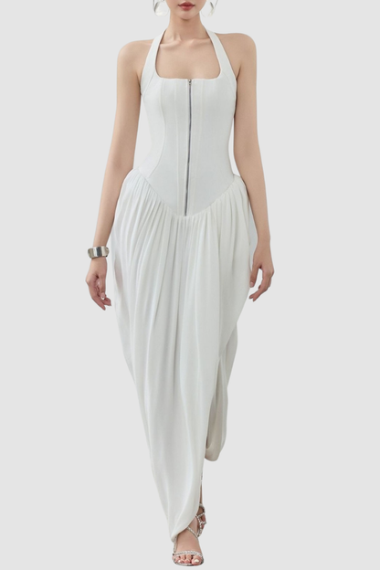 Rosaba Halter Ruched Maxi Dress