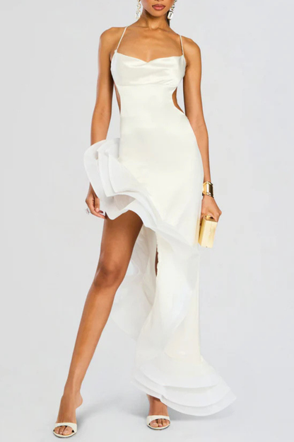 Rosalie Ruffle Backless Maxi Dress