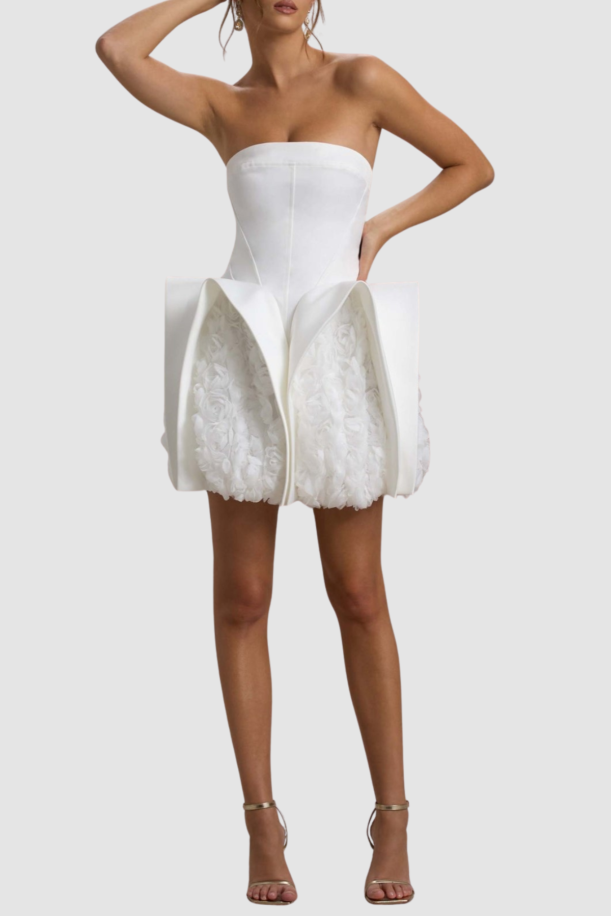 Rosalta Floral Strapless Deconstruct Mini Dress