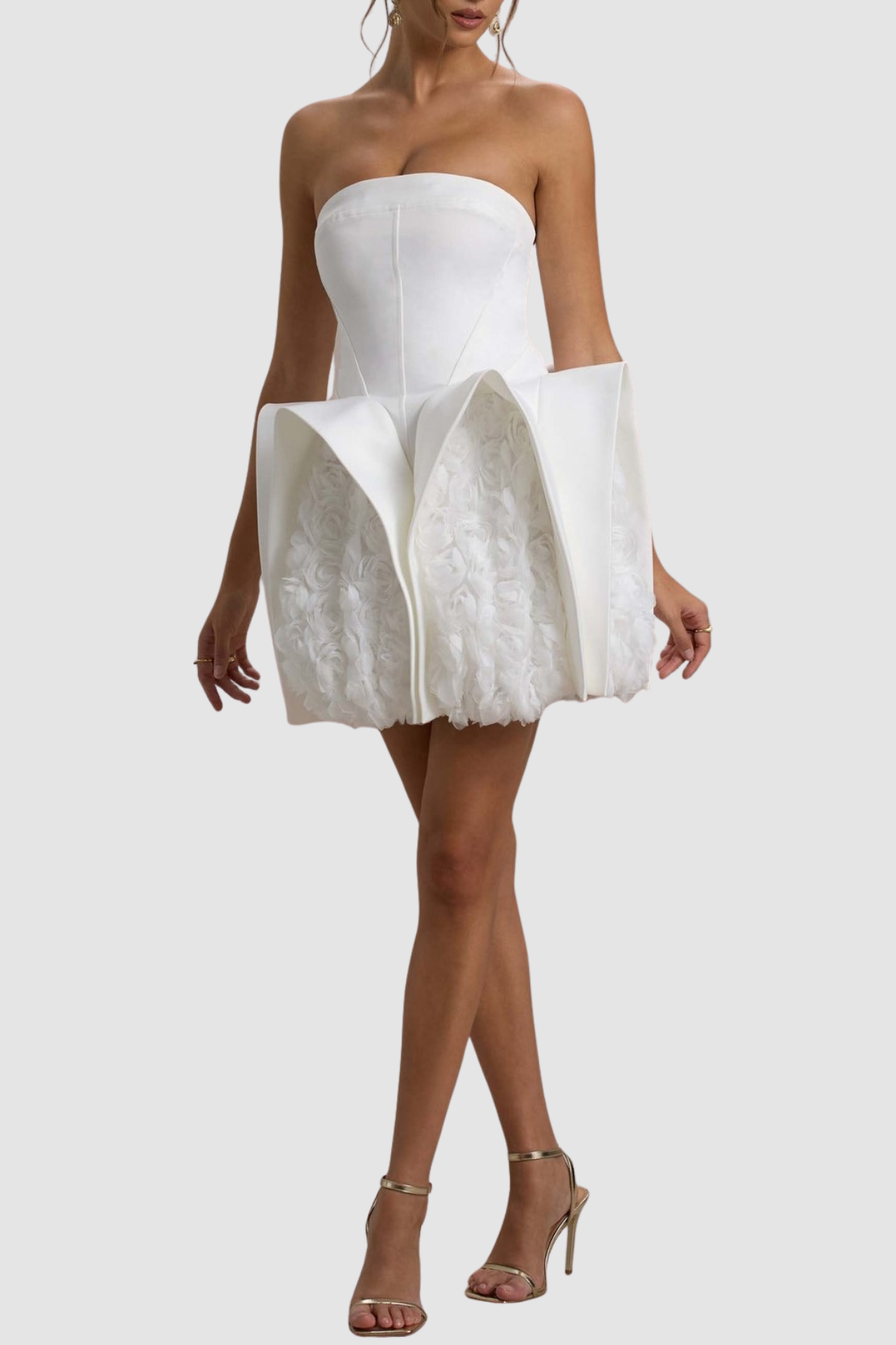 Rosalta Floral Strapless Deconstruct Mini Dress