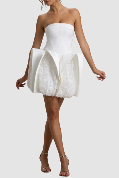 Rosalta Floral Strapless Deconstruct Mini Dress