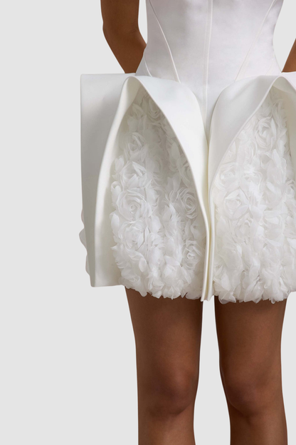 Rosalta Floral Strapless Deconstruct Mini Dress