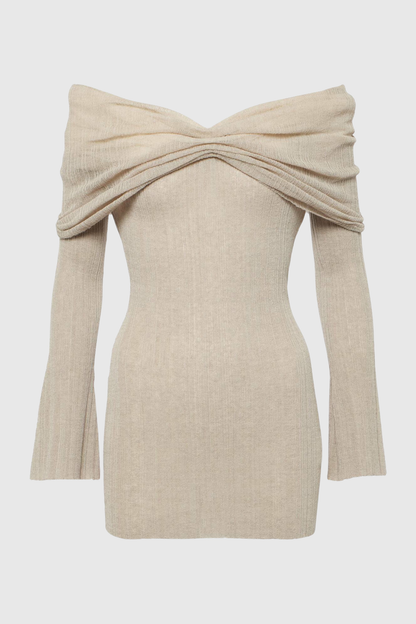 Rosara Off Shoulder Knit Mini Dress
