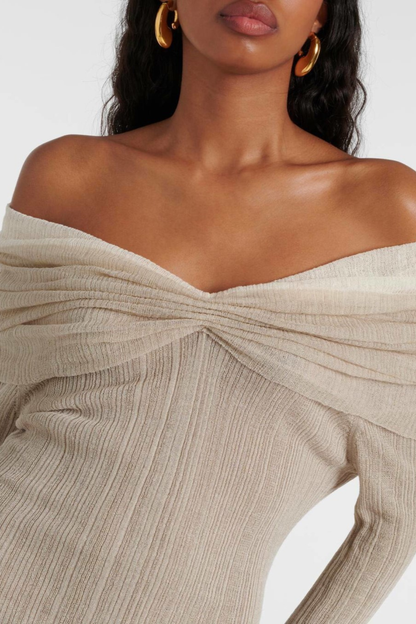 Rosara Off Shoulder Knit Mini Dress