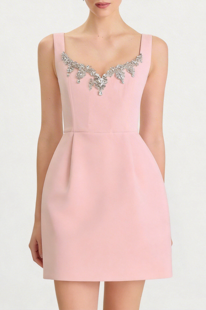 Rosella Crystal Embellished Mini Dress - Pink