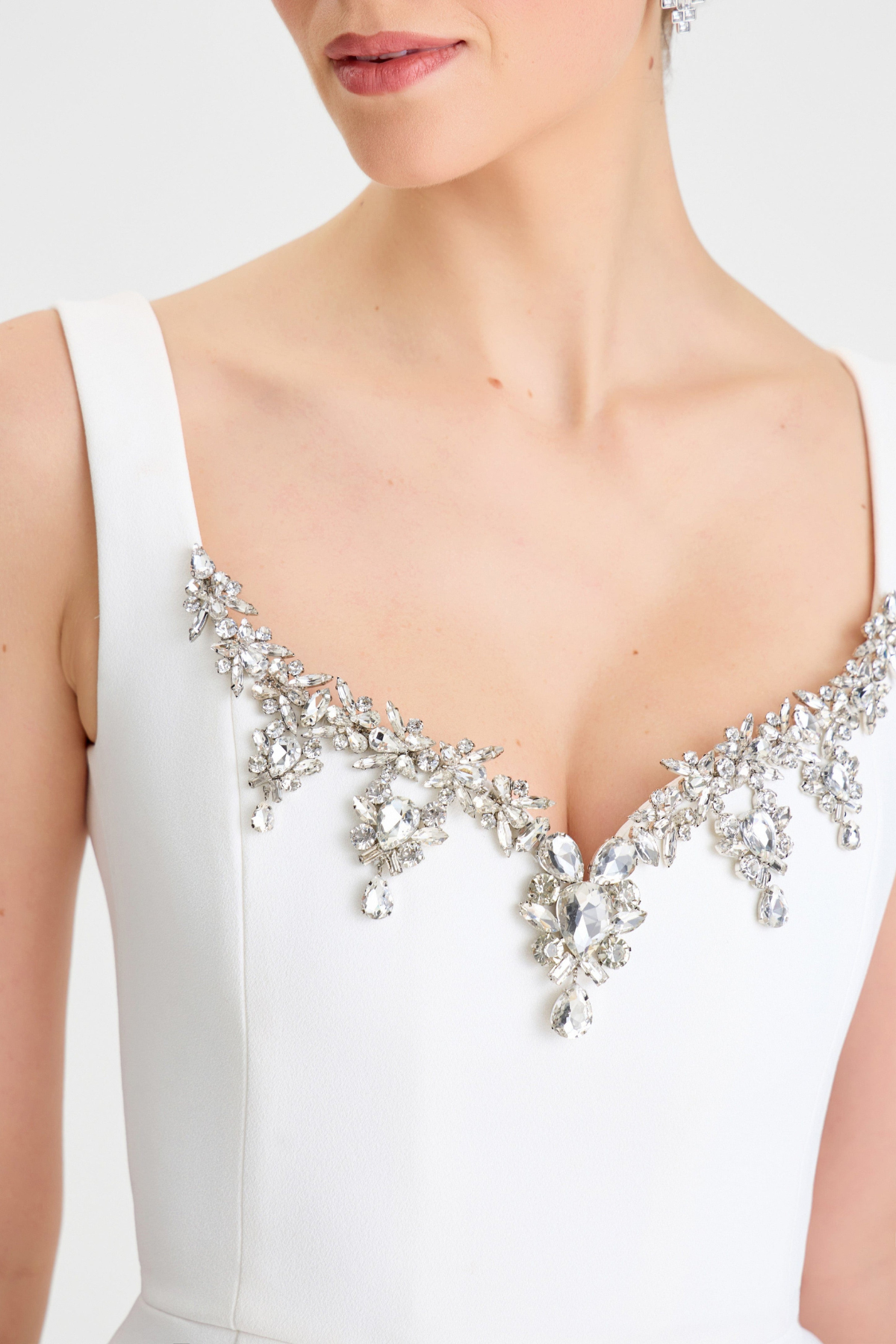 Rosella Crystal Embellished Mini Dress - White
