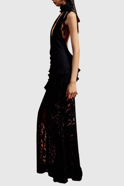Rosha Halter Lace Maxi Dress