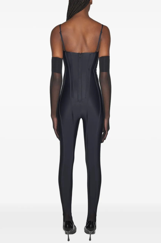 Rosina Corset Boned Jumpsuit - Black