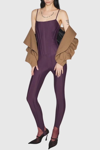 Rosina Corset Boned Jumpsuit - Purple