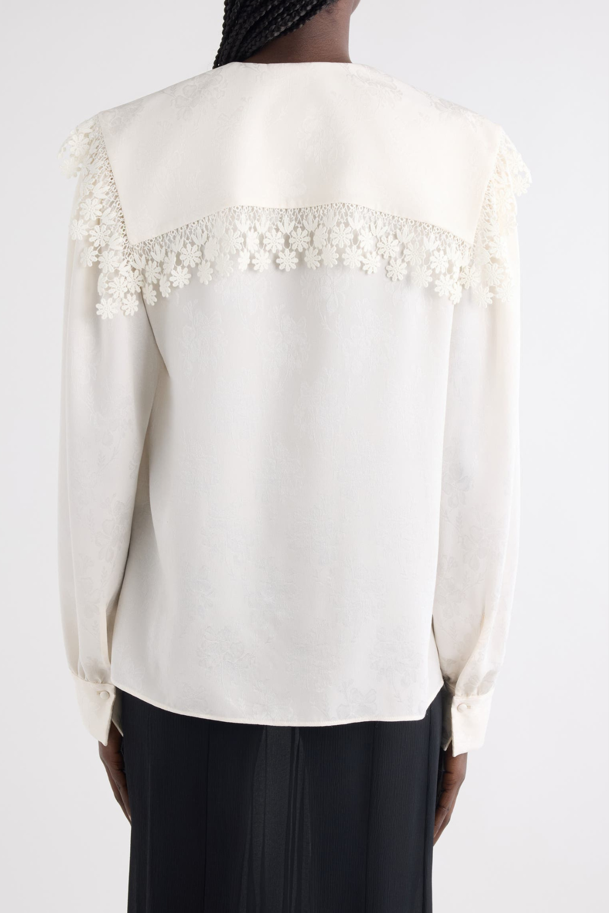 Rote Floral Lace Trim Blouse - White