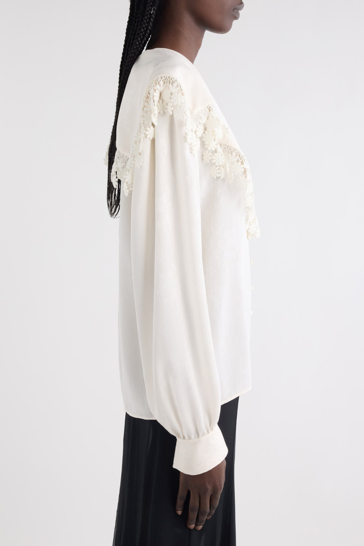 Rote Floral Lace Trim Blouse - White