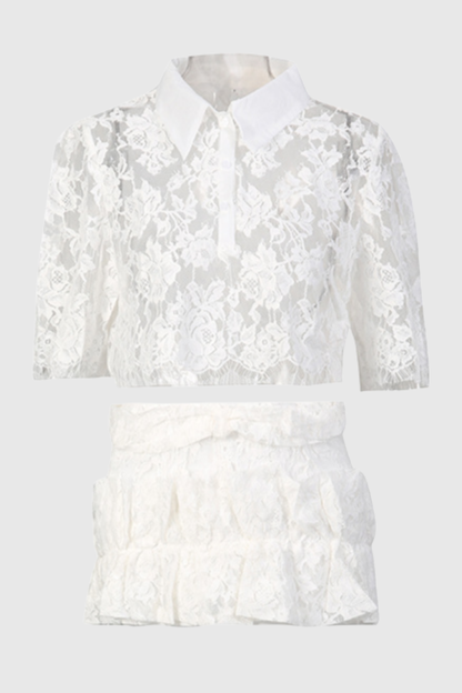 Rotia Lace Top & Bow Skirt Set
