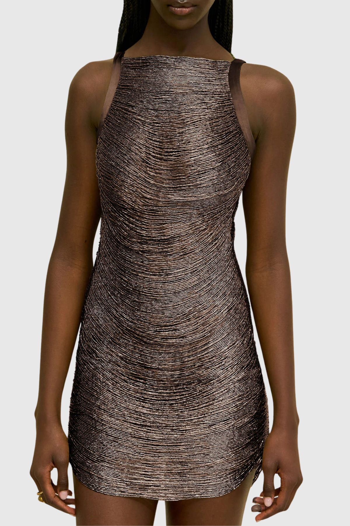 Roweia Sleeveless Fringe Mini Dress - Chocolate